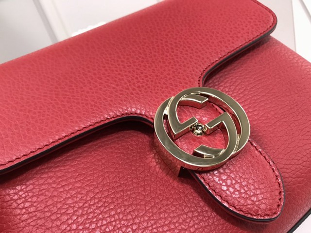 Gucci高仿專櫃女包 510302 古馳女士粉色牛皮郵差風琴包 Gucci迷你斜挎小方包 Gucci全牛皮手提包  gqy3707